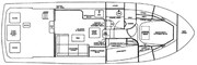 {L} floorplan Bertram Yacht 37' Convertible