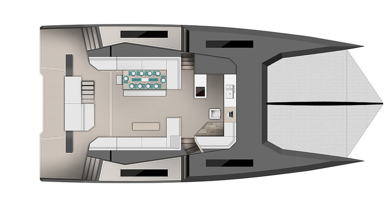 Forward Galley Layout McConaghy MC60, a brand new performance cruiser catamaran