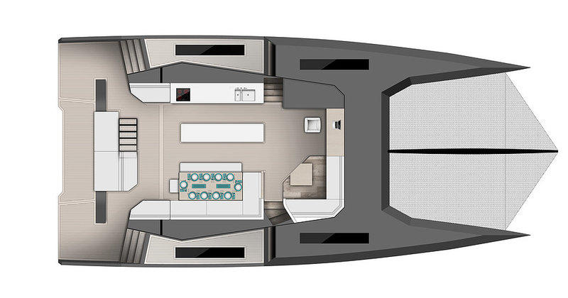 Port Galley Layout McConaghy MC60, a brand new performance cruiser catamaran