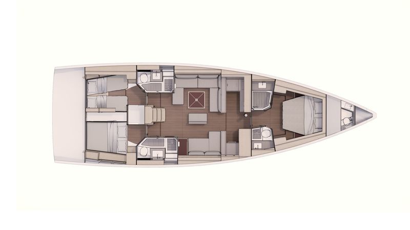 Layout, 3 cabins, 3 heads Worldpremier - Dufour 530