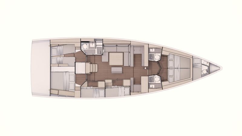 Layout, 6 cabins, 3 heads Worldpremier - Dufour 530