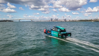 Emirates Team New Zealand's hydrogen powered foiling catamaran Chase Zero